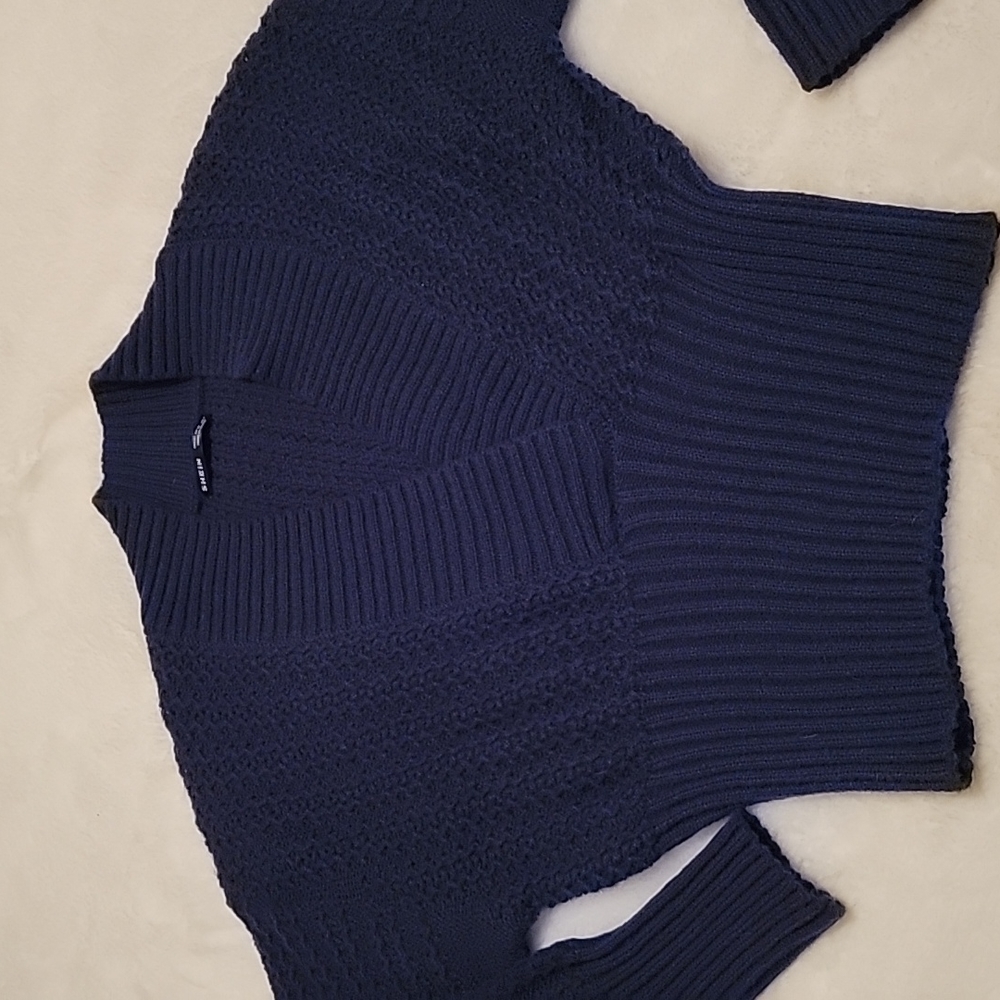 Shein Solid V Neck Wrap Drop Shoulder Sweater Nwot - image 3